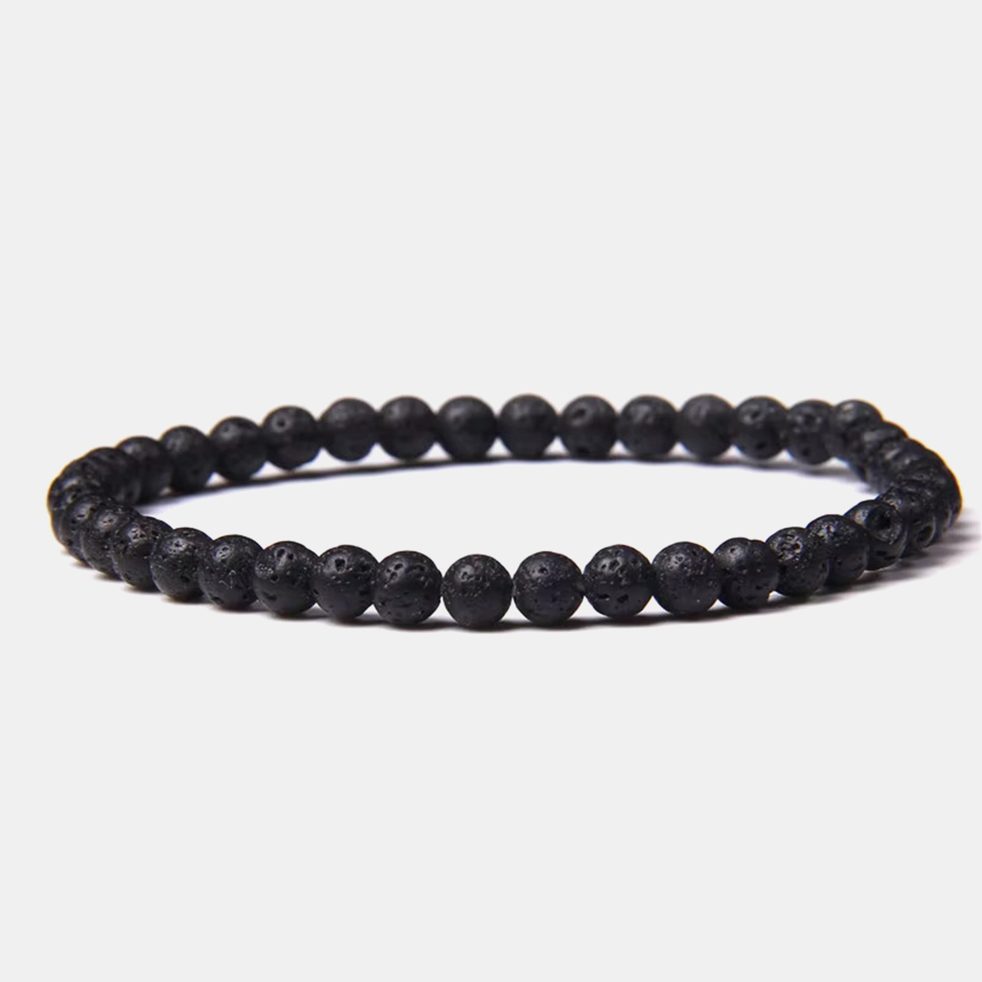 4mm Black Lava Beaded Bracelet