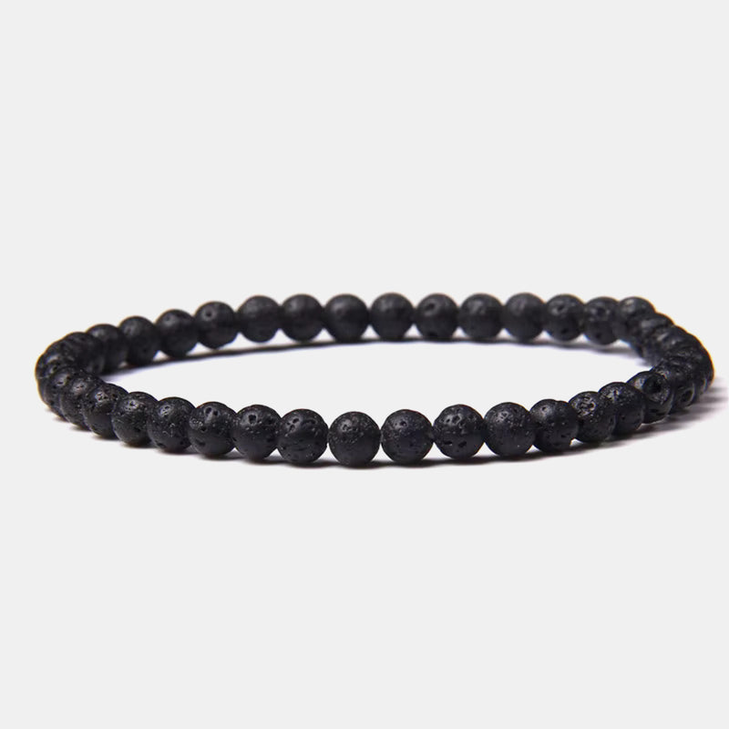 4mm Black Lava Beaded Bracelet
