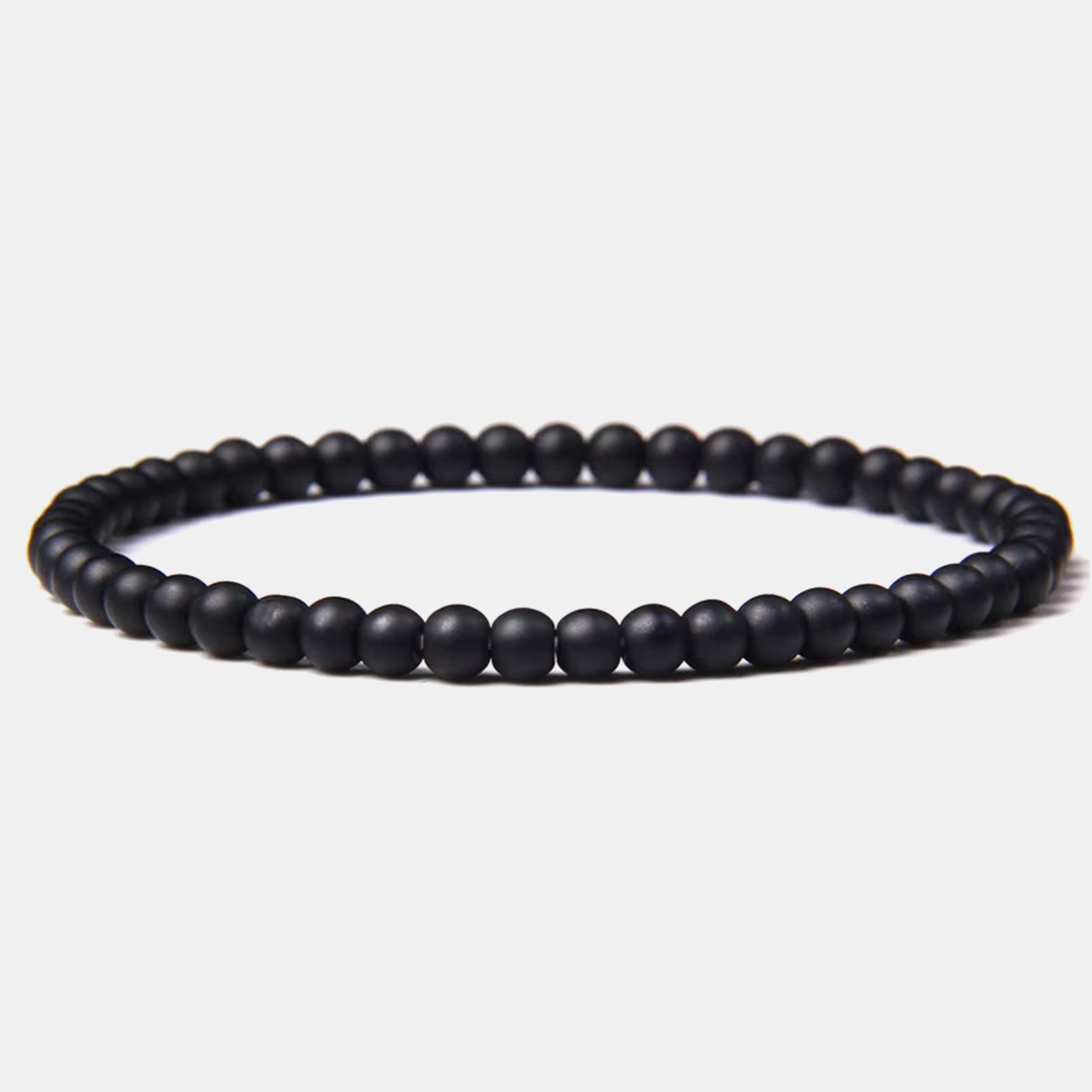 4mm Onyx Black Beaded Bracelet