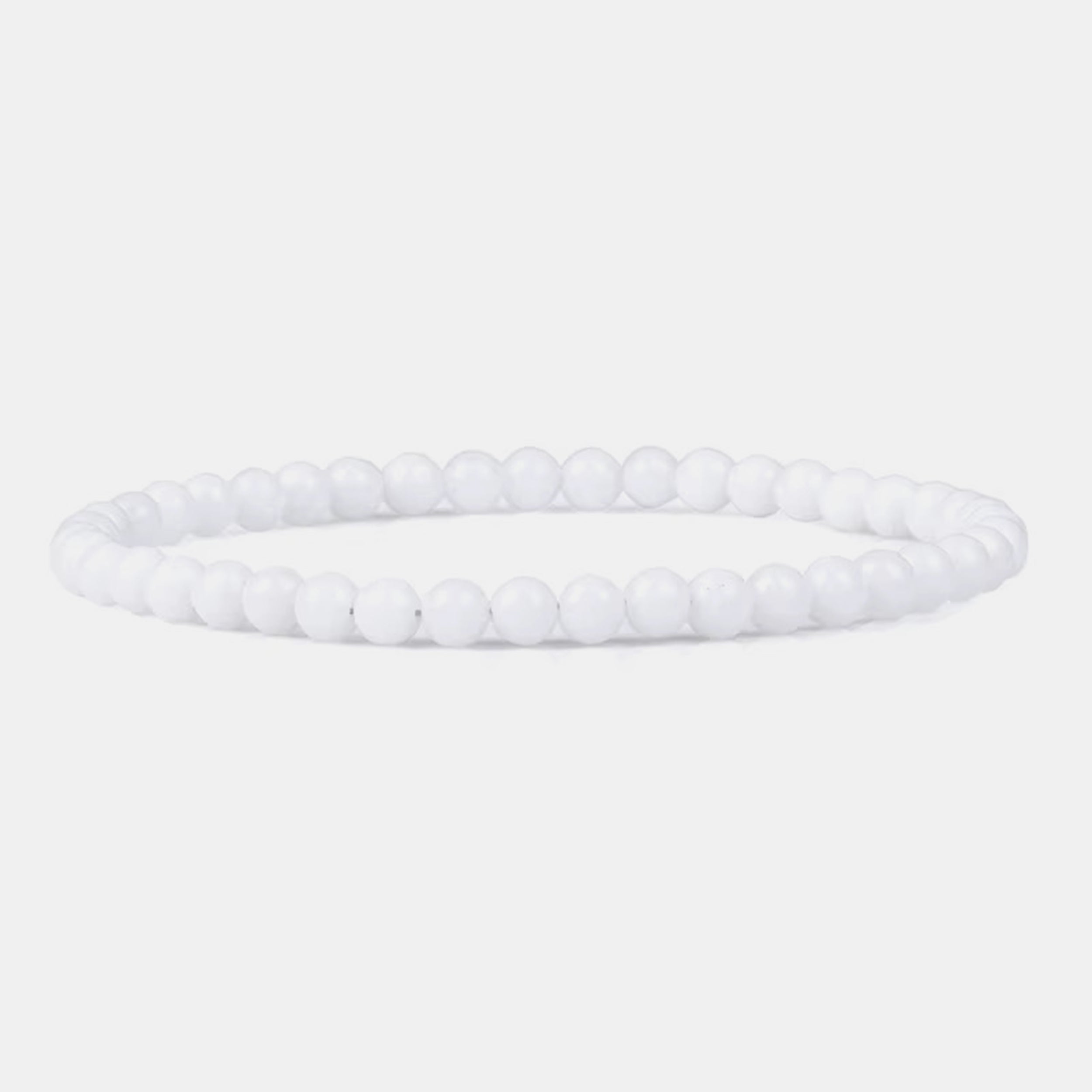 4mm White Howlite Beaded Bracelet