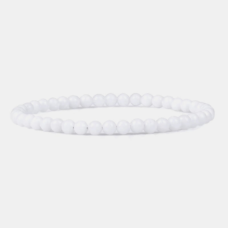 4mm White Howlite Beaded Bracelet